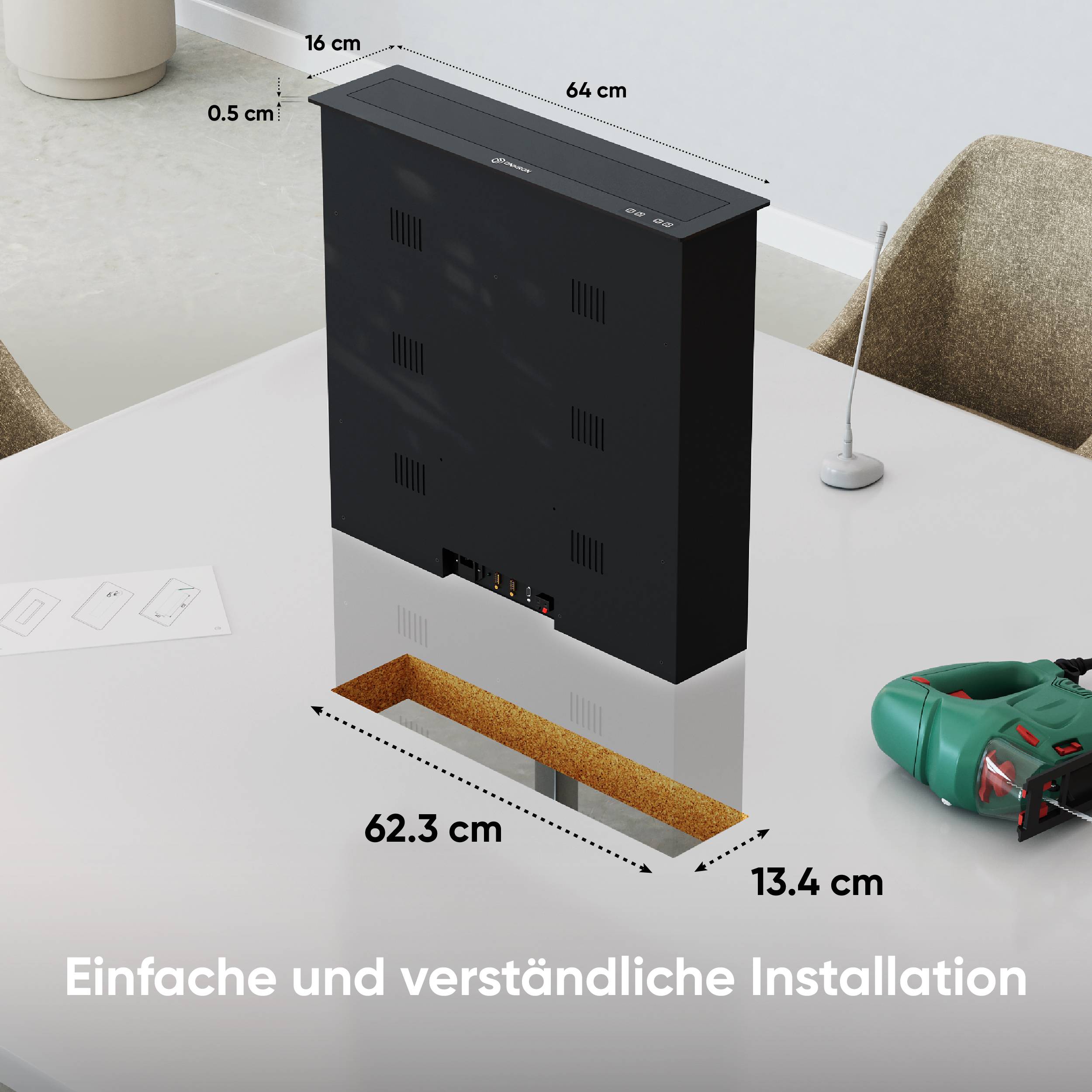 ONKRON Motorisierter Monitor Lift versenkbar für 16 - 24 Zoll Monitore bis zu 15 kg, VESA 75x75 & 100x100-5