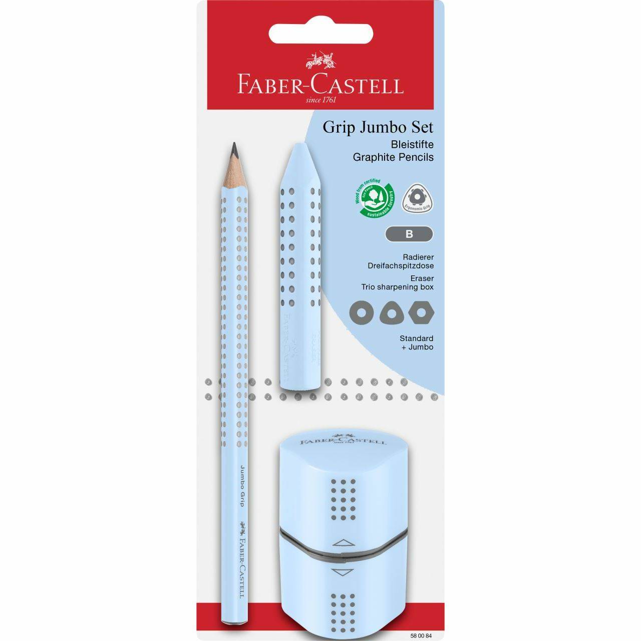 FABER-CASTELL - Set Jumbo Grip sky blue BK-1