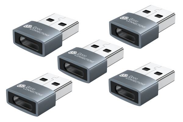 Good Connections Adapter USB 2.0 Stecker A an USB-C Buchse Aluminiumgehäuse grau 5er-Set - Kabel-/Adapterset