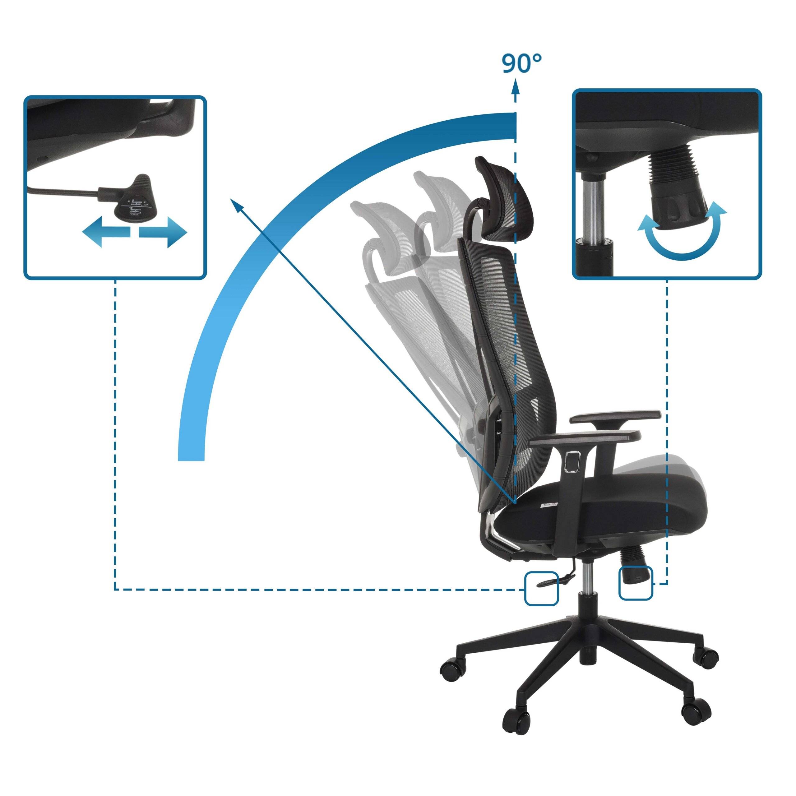Bürostuhl Drehstuhl TRAMORE Sitz Stoff Rücken Netzstoff schwarz hjh OFFICE-2