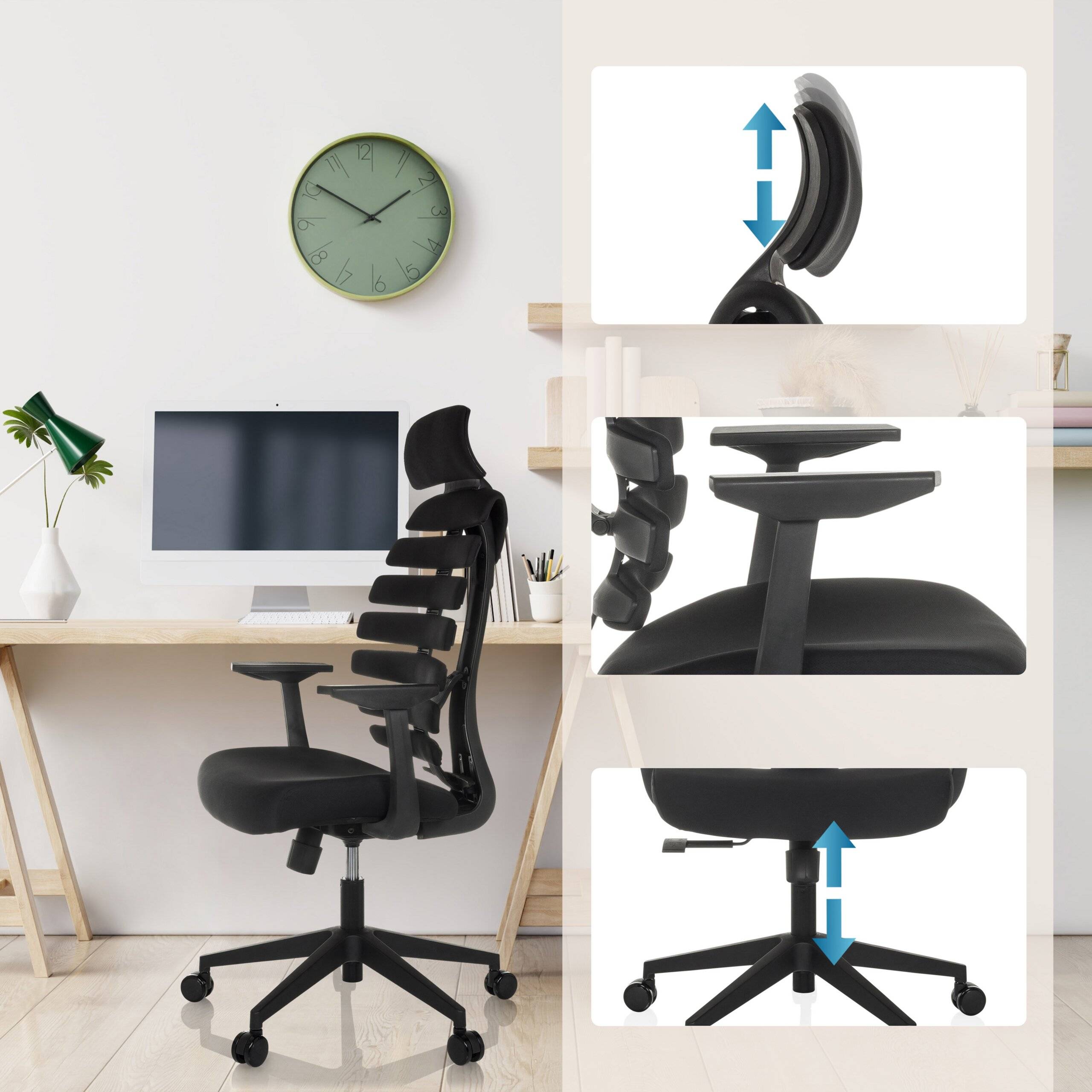 Bürostuhl Drehstuhl ERGO LINE ECO Stoff schwarz hjh OFFICE-3
