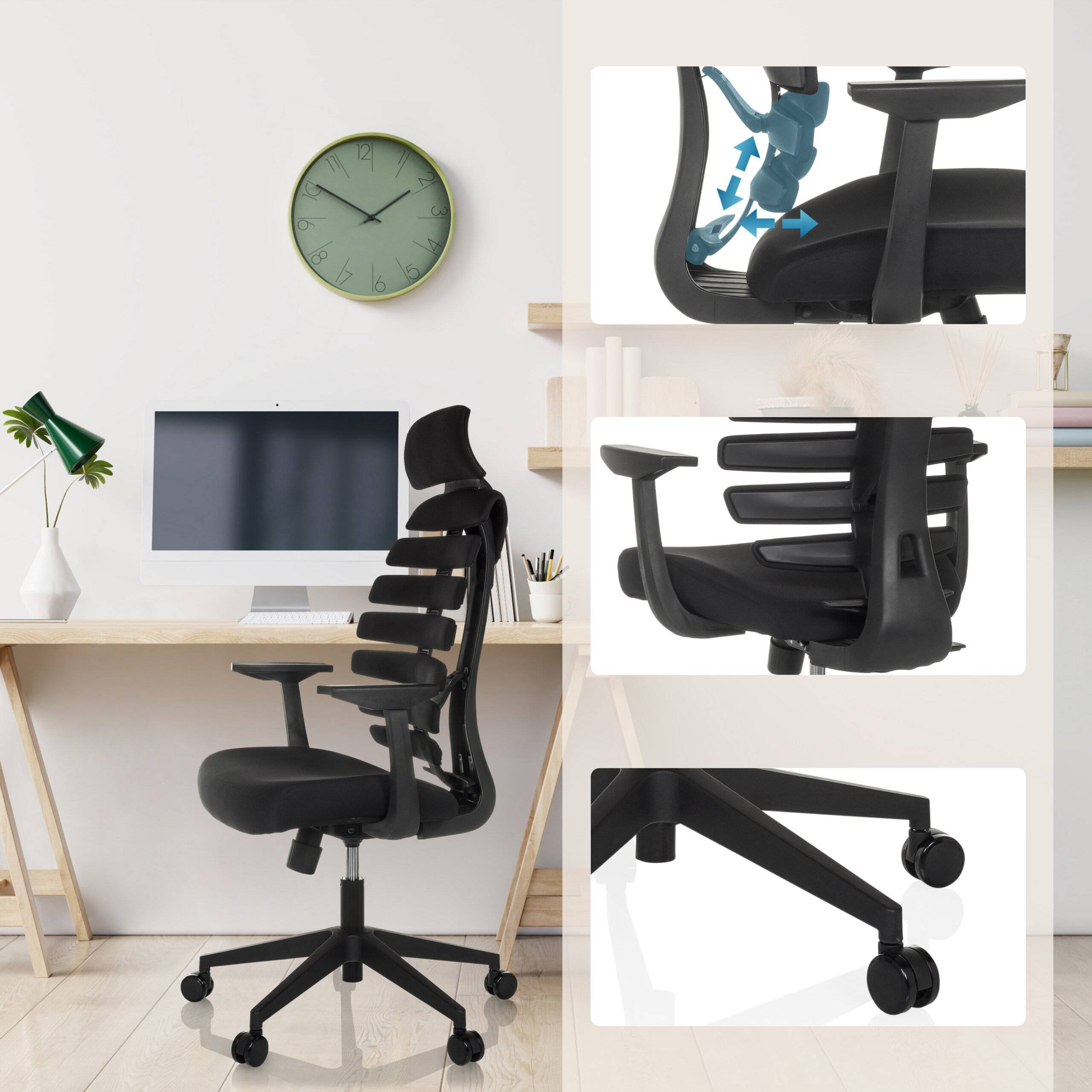 Bürostuhl Drehstuhl ERGO LINE ECO Stoff schwarz hjh OFFICE-4