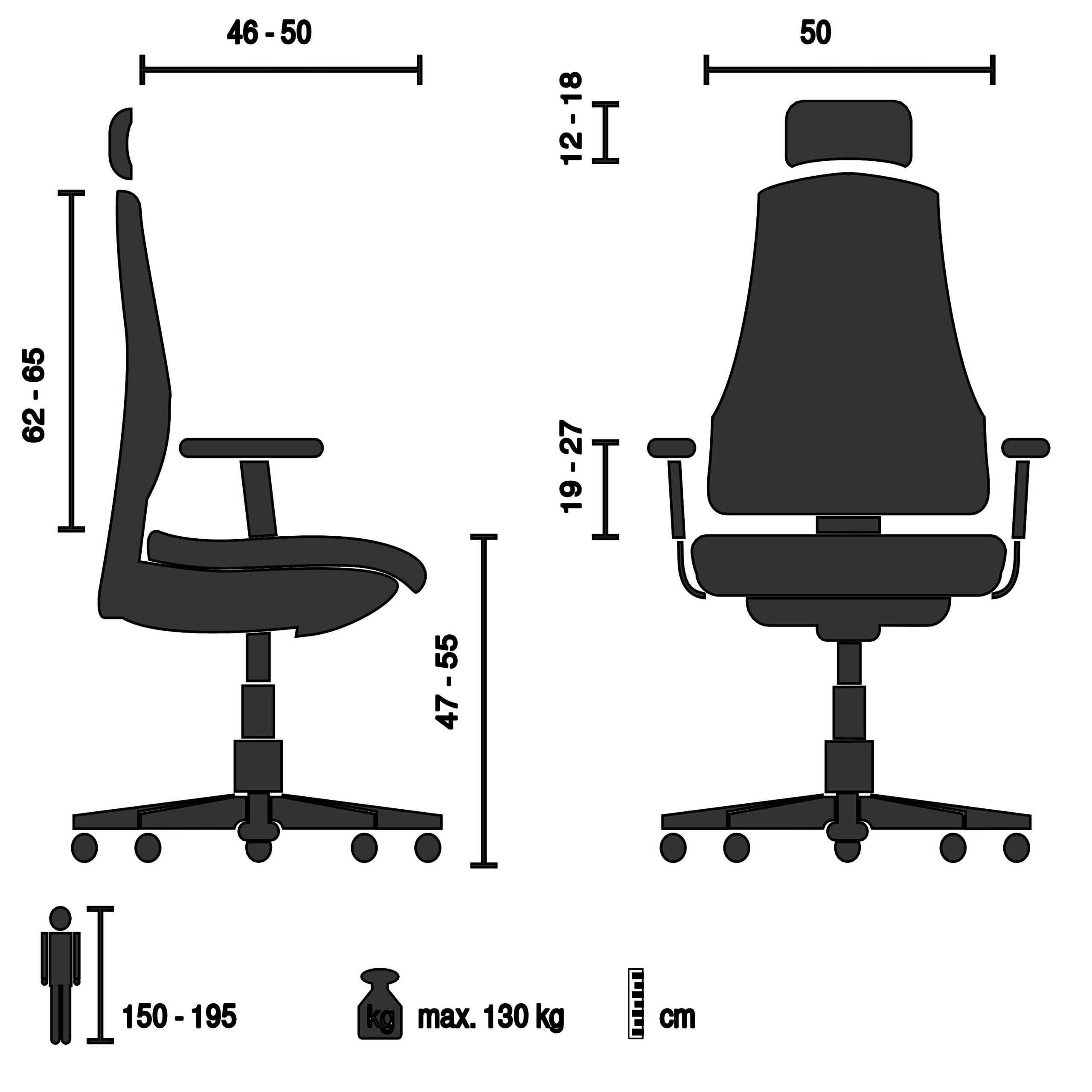 Bürostuhl Drehstuhl RALOO PRO Sitz Stoff Rücken Netzstoff schwarz hjh OFFICE-1