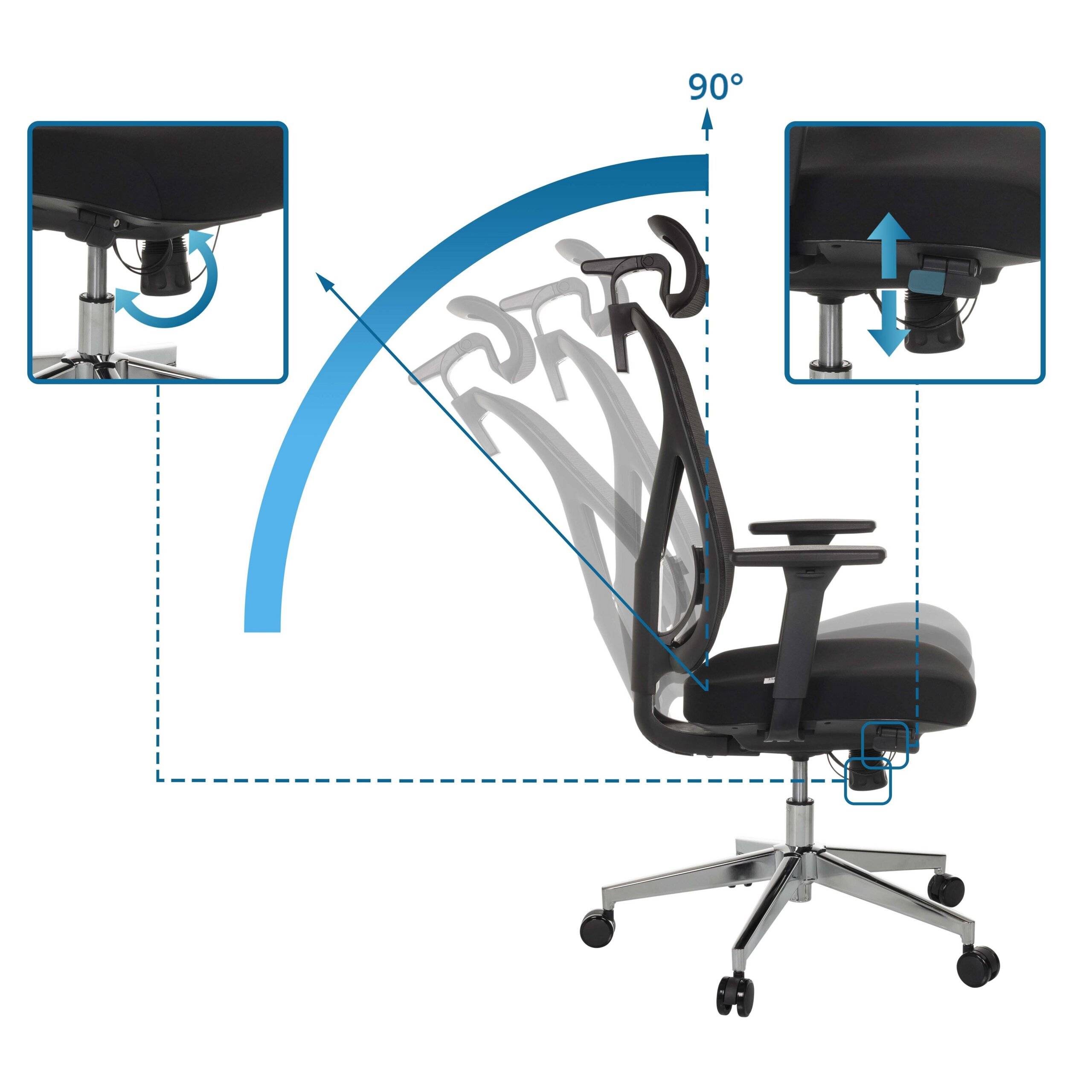 Bürostuhl Drehstuhl RALOO PRO Sitz Stoff Rücken Netzstoff schwarz hjh OFFICE-2
