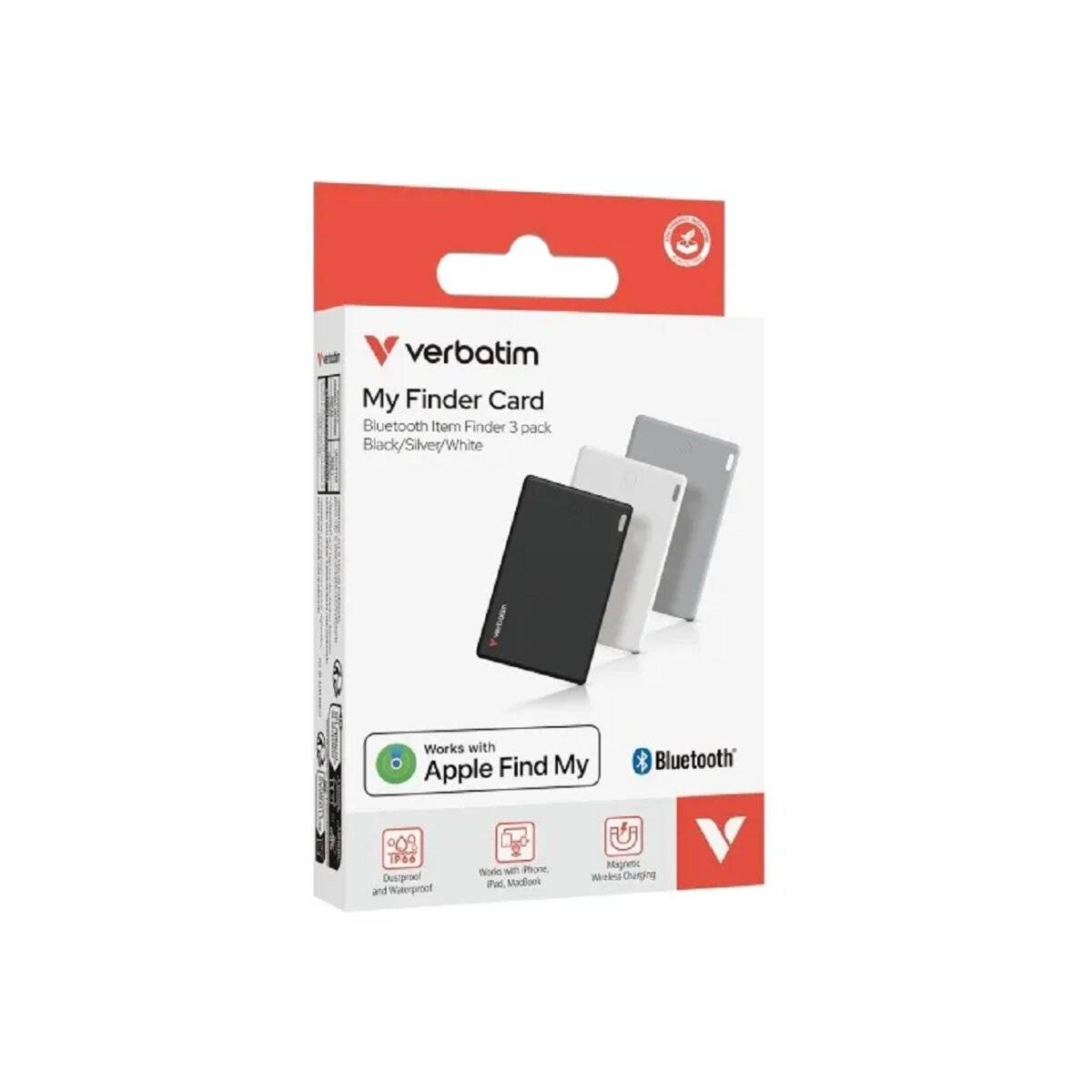 Verbatim My Finder - Anti-Verlust Bluetooth-Tag für Brieftasche - Schwarz, Silber, weiß (Packung mit 3)-1