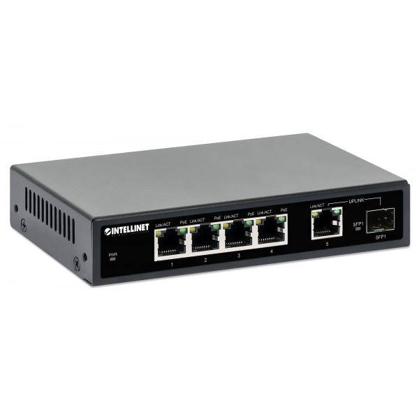 Intellinet 5-Port Gigabit PoE+ Switch 1SFP91W 1 Gbps Power over Ethernet-1