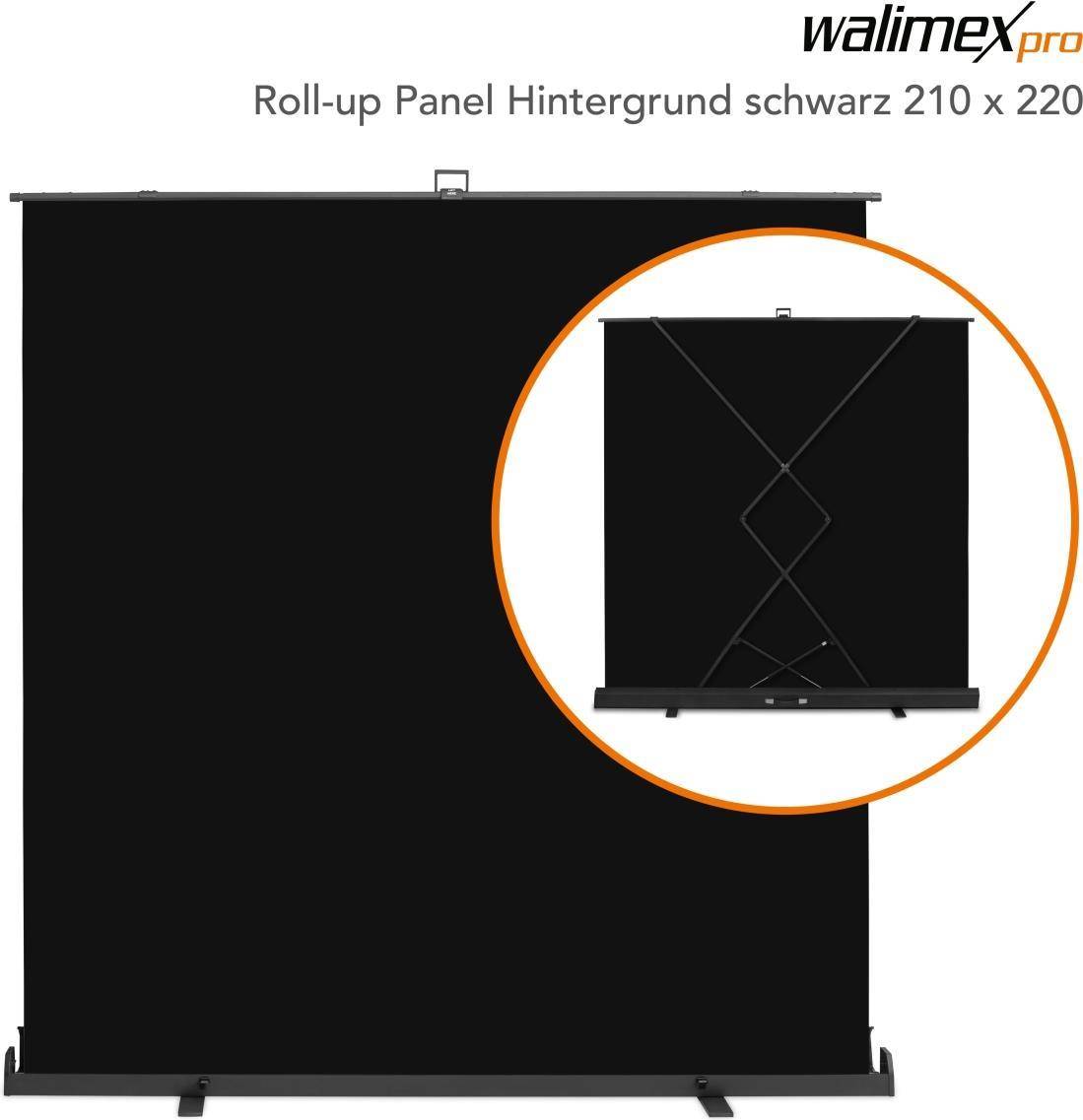 WALIMEX - pro Roll-up Panel Hintergrund schw.210x220 1023211-0