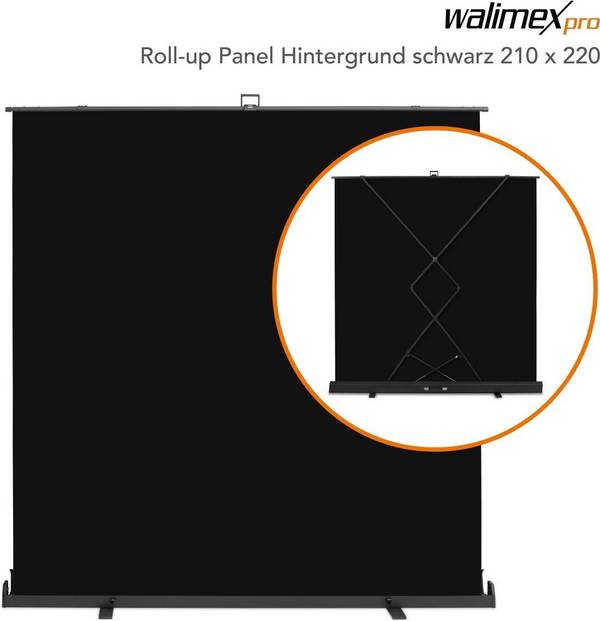 WALIMEX - pro Roll-up Panel Hintergrund schw.210x220 1023211