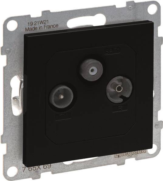 Legrand SEANO, Enddose TV-R-SAT, HD-TV, Schwarz lackiert, 1 Stk.-0