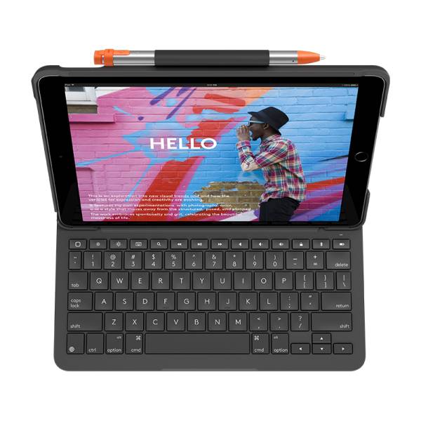 Logitech Slim Folio - Tastatur und Foliohülle - kabellos - Bluetooth - Pan Nordisch - Graphite - für-1