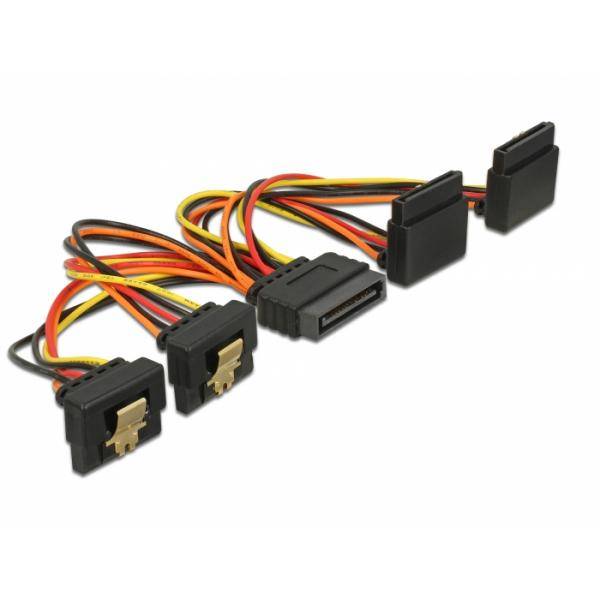 DeLOCK - Netz-Splitter - SATA Leistung (S) eingerastet bis SATA Leistung (R) Metallclip - 3,3 / 5 / 12 V - 15cm - Schwar-0