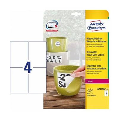 Avery Zweckform - Polyester - matt - entfernbarer Klebstoff - weiß - A6 (105 x 148 mm)-0