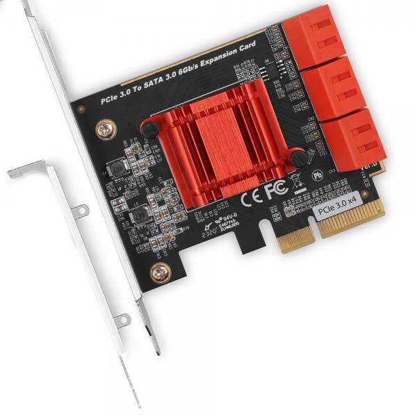 PCES-SA6 PCIe – 6× interne SATA-6G-Ports, ASM1166, mit SP/LP, PCIe, SATA, Männli-1