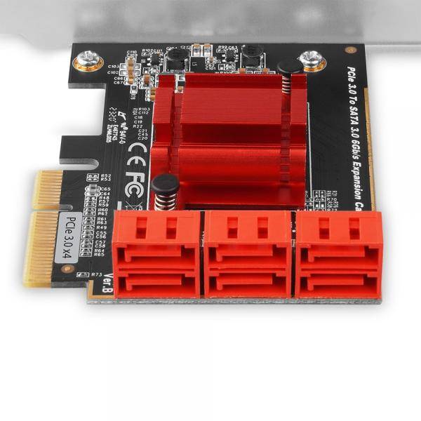 PCES-SA6 PCIe – 6× interne SATA-6G-Ports, ASM1166, mit SP/LP, PCIe, SATA, Männli-2