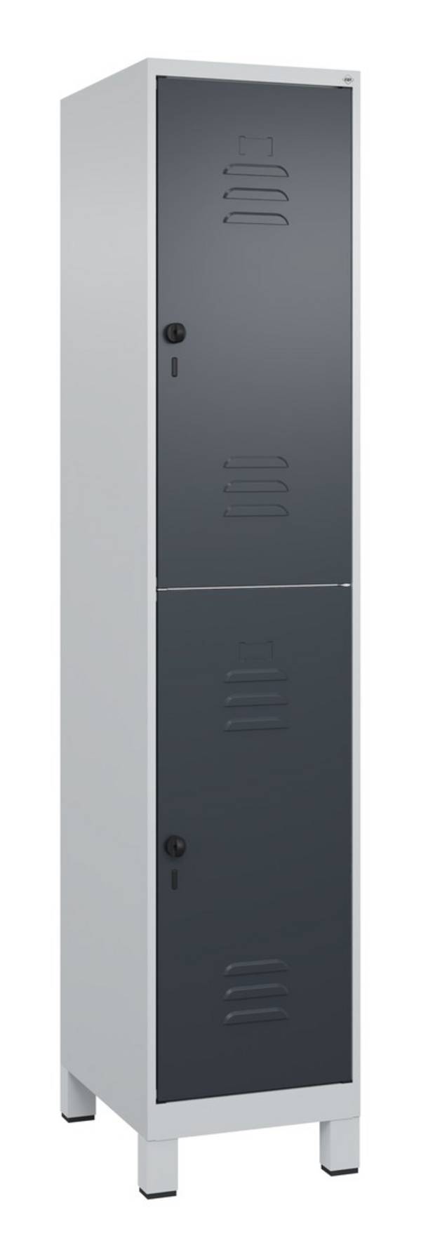 C+P Doppelstock-Spind Classic PLUS, Füße, 1 Abteil, 1950x400x500mm, 7035/7016