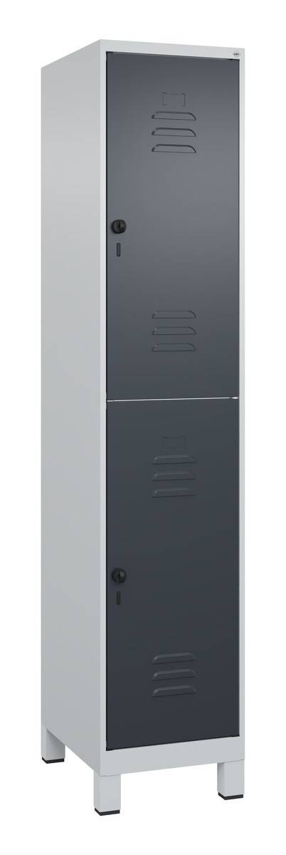 C+P Doppelstock-Spind Classic PLUS, Füße, 1 Abteil, 1950x400x500mm, 7035/7016-0