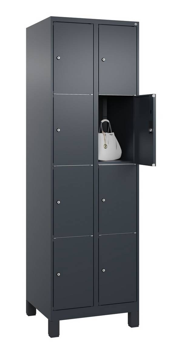 C+P Schließfachschrank Classic PLUS, Füße, 2 Abteile, 1950x600x500mm, 7016/7016