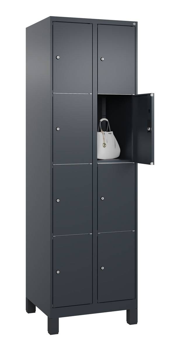 C+P Schließfachschrank Classic PLUS, Füße, 2 Abteile, 1950x600x500mm, 7016/7016-0