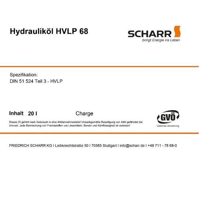 Scharr Hydrauliköl 68 (Scharr HVLP 68-60L)-1