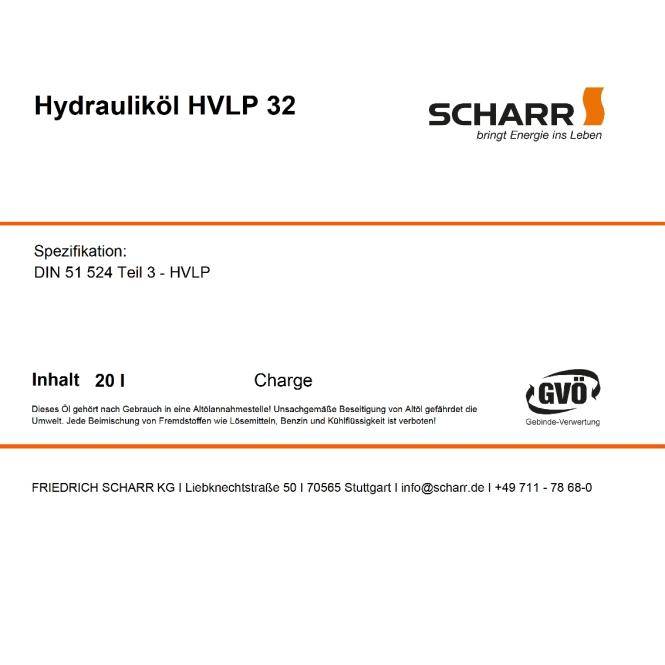 Scharr Hydrauliköl 32 (Scharr HVLP 32-60L)-1
