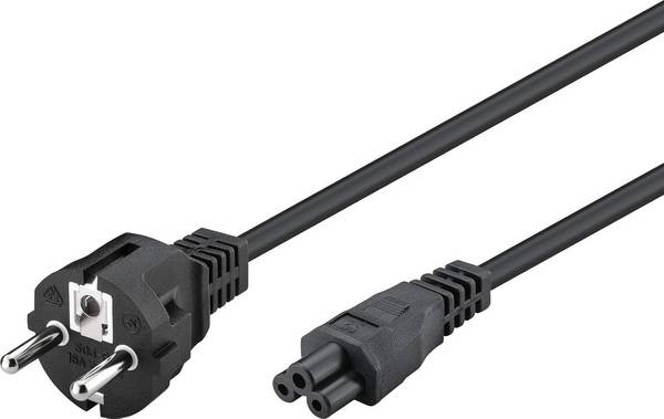 Goobay 93586 Netzkabel mit Schutzkontaktstecker & C5 Kupplung / Universal Stromkabel Kleeblattstecker / Schwarz / 2,00m