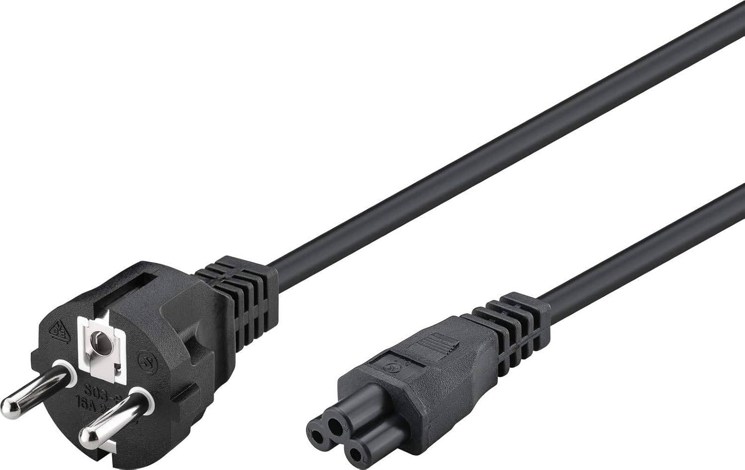 Goobay 93586 Netzkabel mit Schutzkontaktstecker & C5 Kupplung / Universal Stromkabel Kleeblattstecker / Schwarz / 2,00m-0