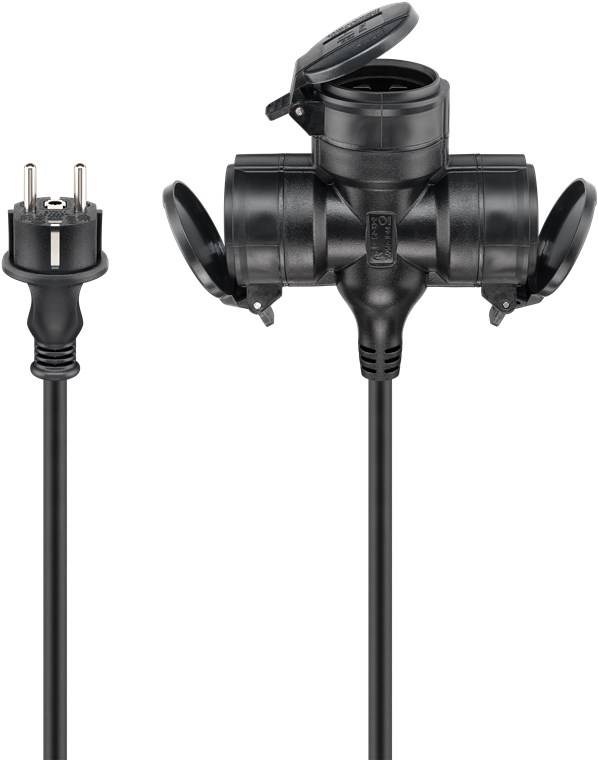 Goobay 65439 Dreifach Verlängerungskabel Schutzkontaktstecker 250V Schutzkontakt 25 Meter Outdoor Verlängerung Schwarz-0