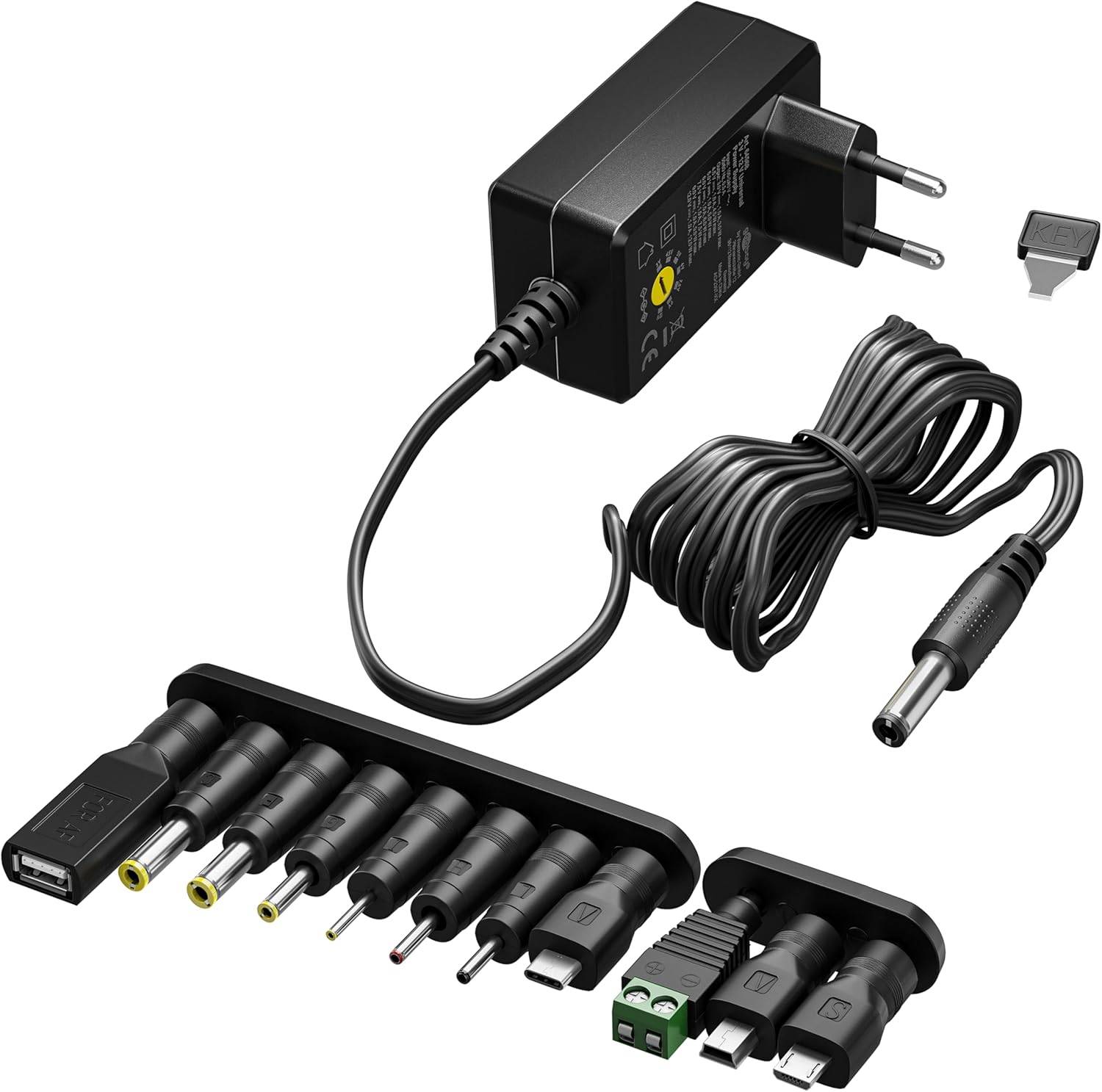Goobay 65592 Universal Netzteil 3-12V Ladegerät 11 Adapter USB & DC Steckernetzteil max. 3,6W / 1,2A Netzadapter Schwarz-0