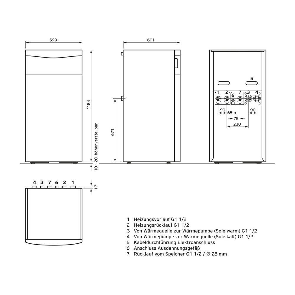 Vaillant flexoTHERM exclusive Sole/Wasser Wärmepumpe VWF 57/4, 5,28kW Leistung bei B0/W35-1