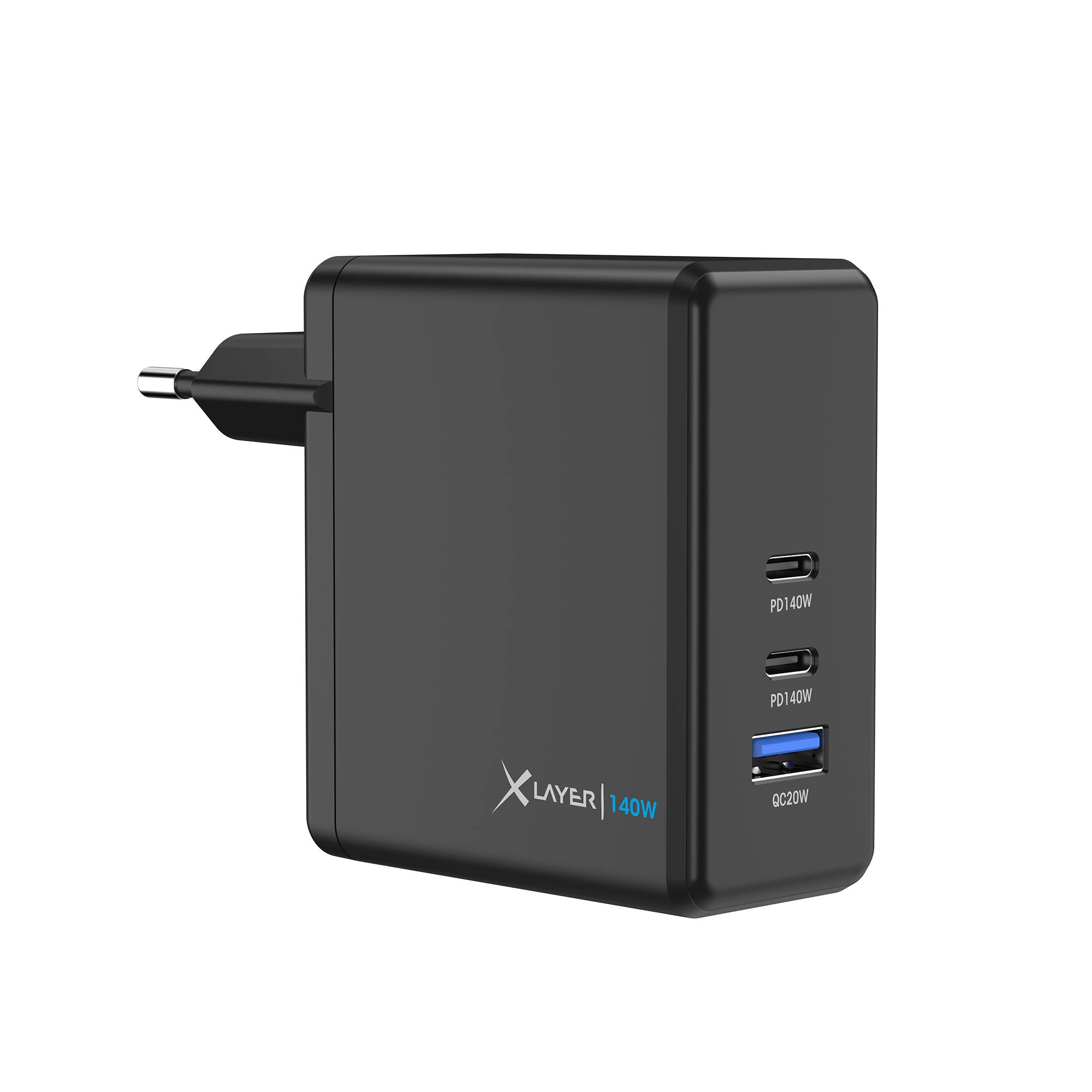 Ladegerät XLayer Powercharger 140W mit 2x USB Typ C & 1x USB Typ A schwarz-0