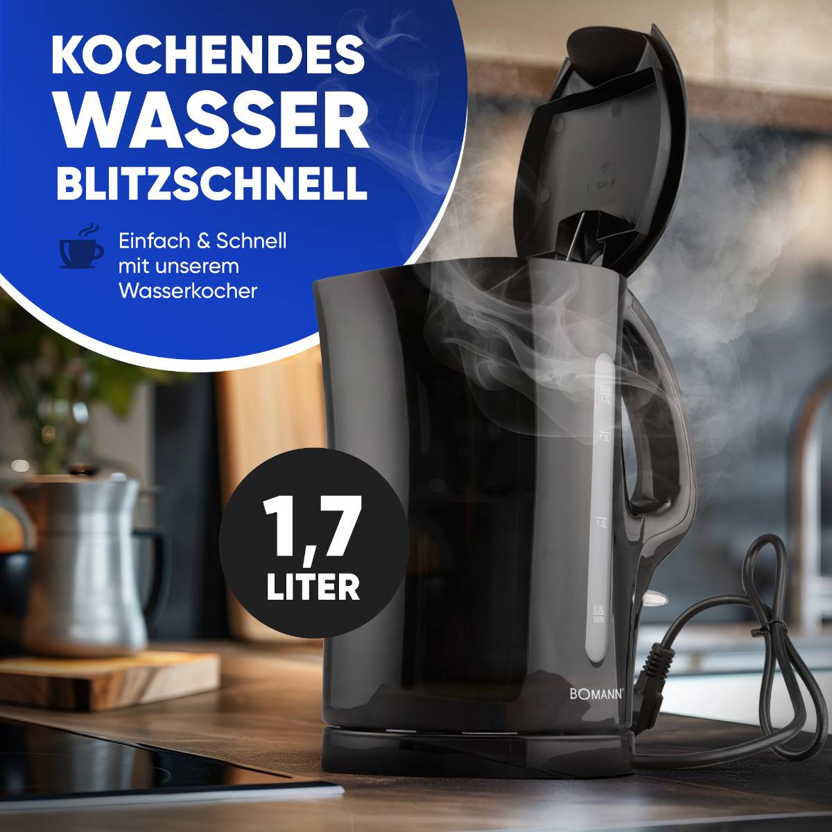 Bomann Wasserkocher WK 6079 CB schwarz-1