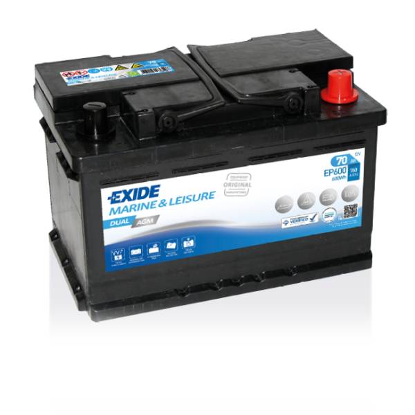 Exide EP600 Dual AGM Starter-, Versorgungsbatterie 12V 70Ah