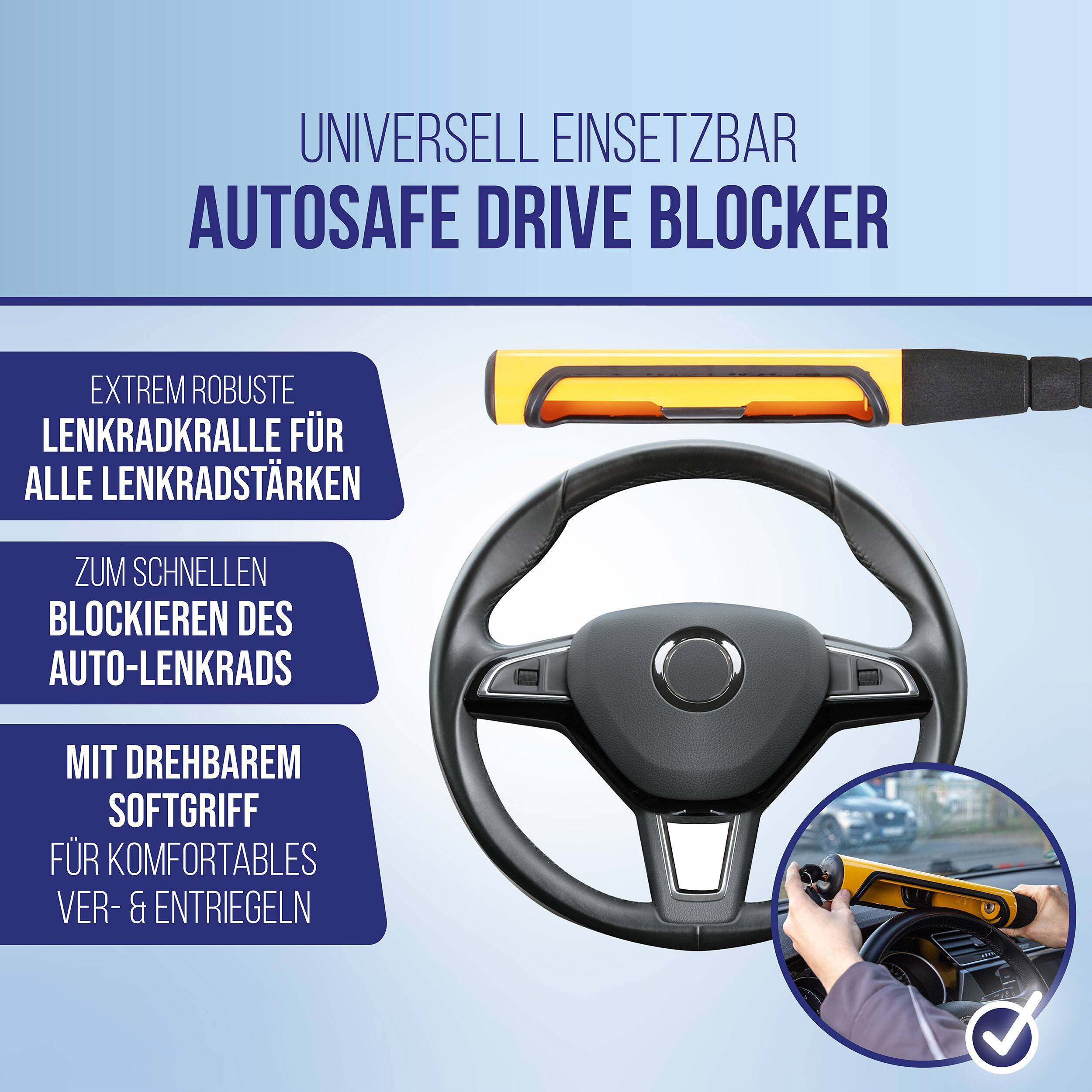 alca® Lenkradsperre Baseball "Heavy", 615 mm Gesamtlänge Lenkradschloss inkl. 3 Schlüssel,-1