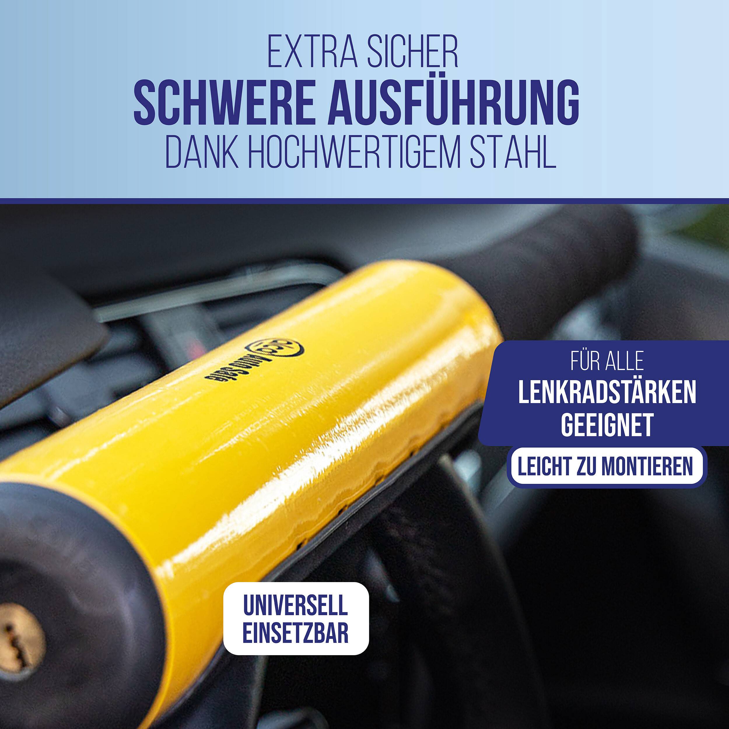 alca® Lenkradsperre Baseball "Heavy", 615 mm Gesamtlänge Lenkradschloss inkl. 3 Schlüssel,-4