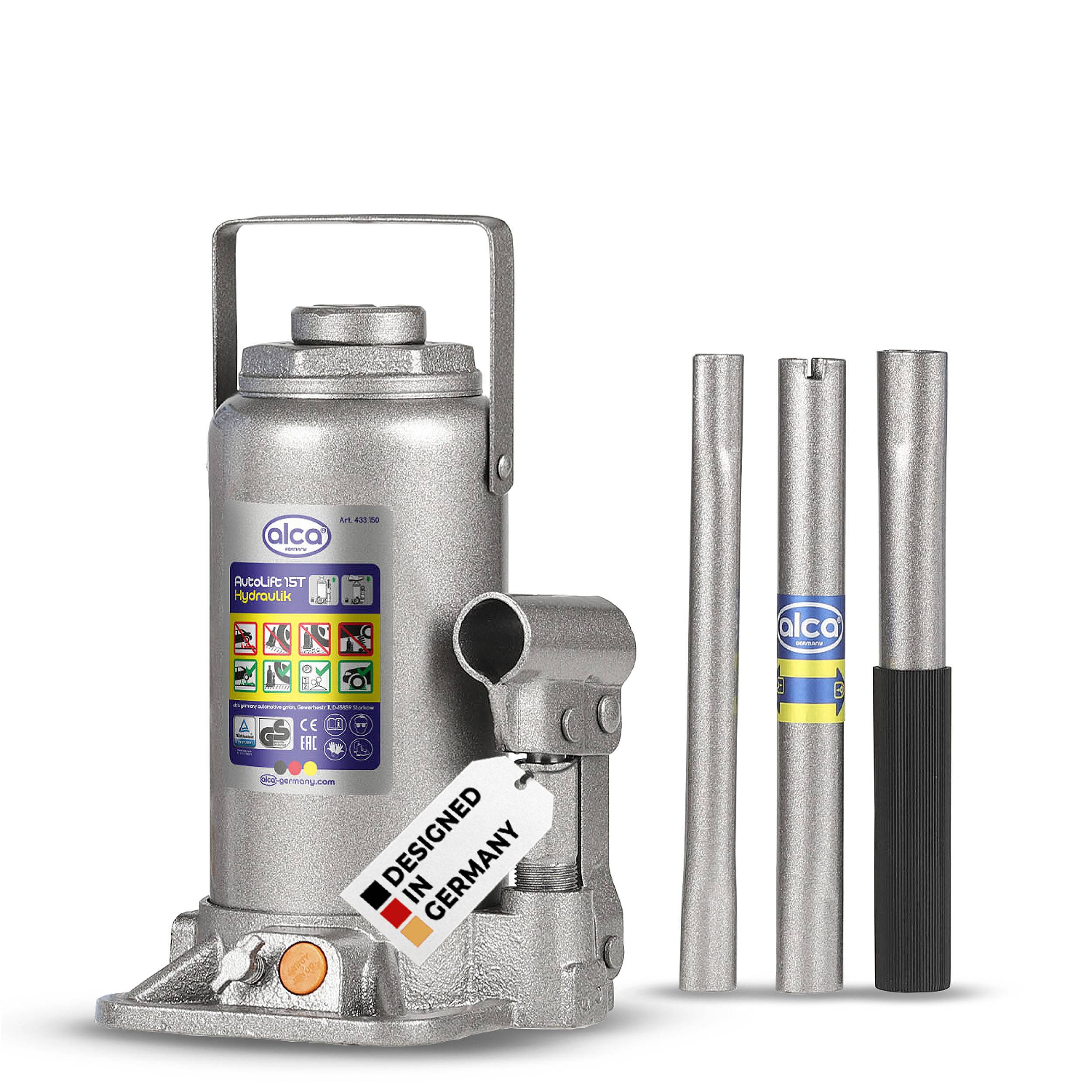 alca® Wagenheber hydraulisch 15 t 225-425 mm Hubhöhe inkl. Gummiauflage Doppelkolben Stempelheber mit-0