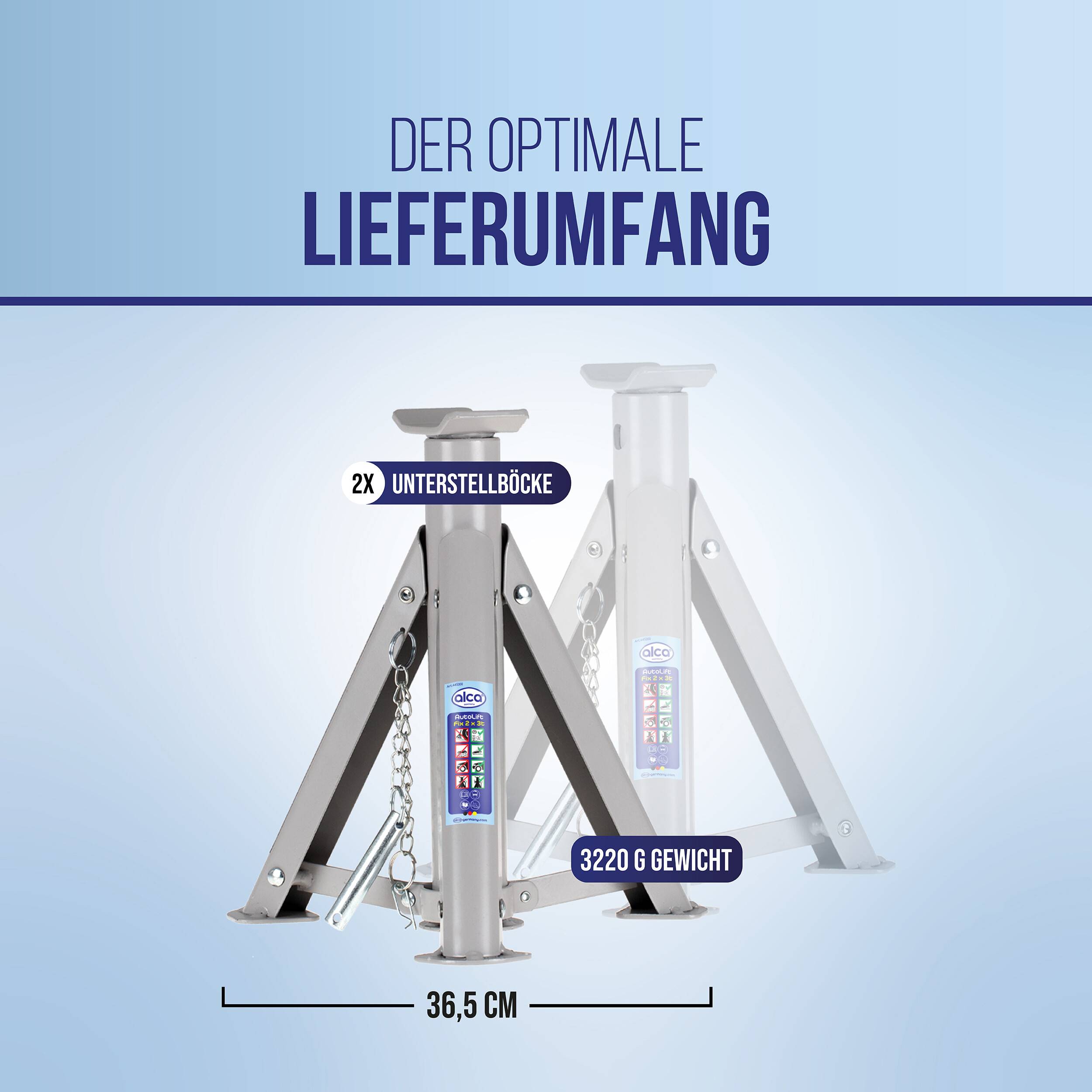 alca® Unterstellböcke 2 t 2er Set, 260-360 @[Unit] Stützbock klappbar, mit 1,6 kg Gewicht &-2