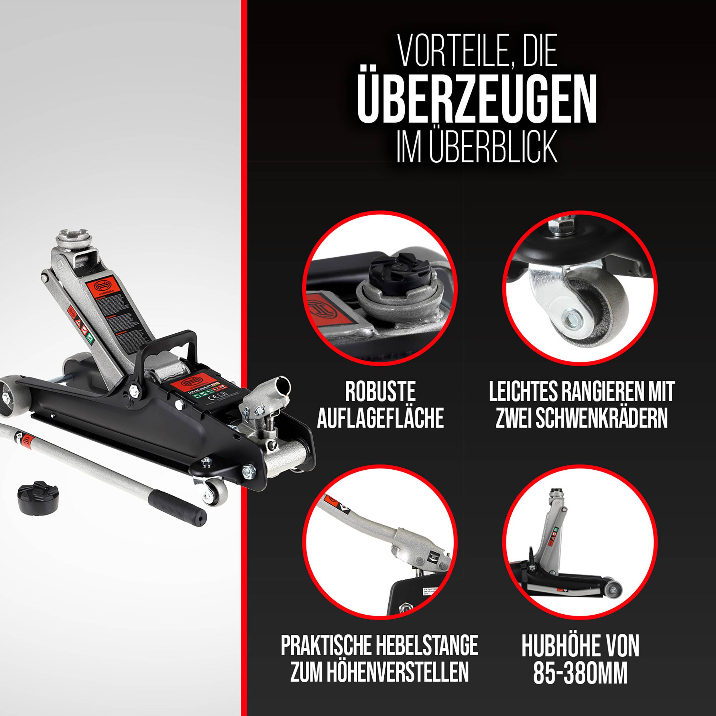 HEYNER® Hydraulik-Rangierwagenheber 2,25 t, extra flach robuste Qualität, leichte Handhabung,-1