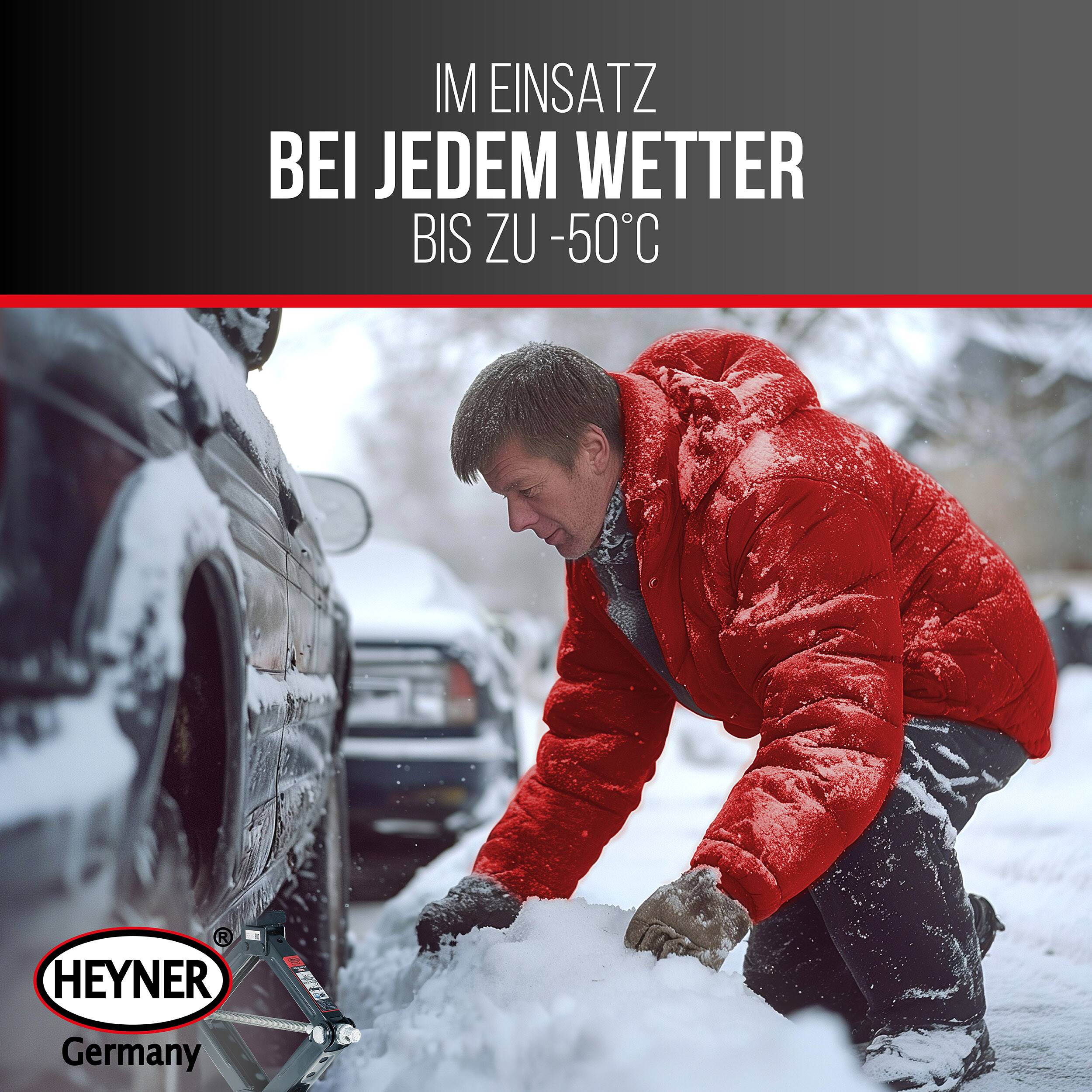 HEYNER® Scherenwagenheber 2 t Hubhöhe 320-442 mm, TÜV-Zertifiziert inkl. Kurbel, Gummiauflage & Tasche, für Auto-3
