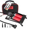 HEYNER® Fußluftpumpe mit Doppelzylinder & Manometer bis 10 bar, mit Tasche Fuß-Luft-Pumpe inkl. 65 cm Schlauch mit