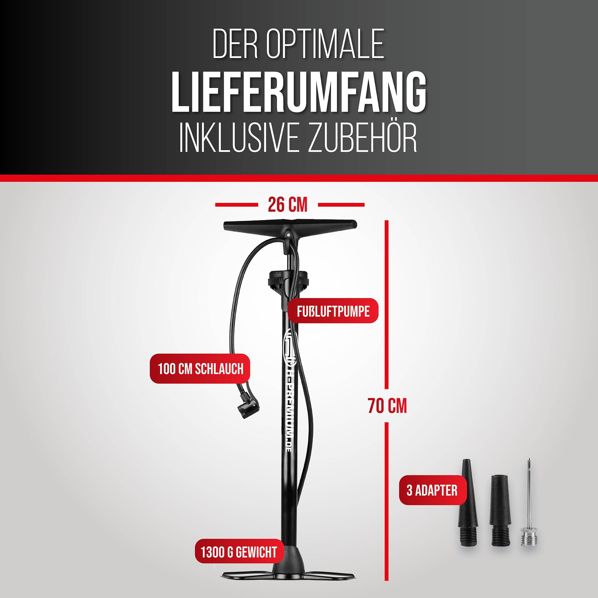 HEYNER® Hand-Luftpumpe mit Manometer, Black Edition-2