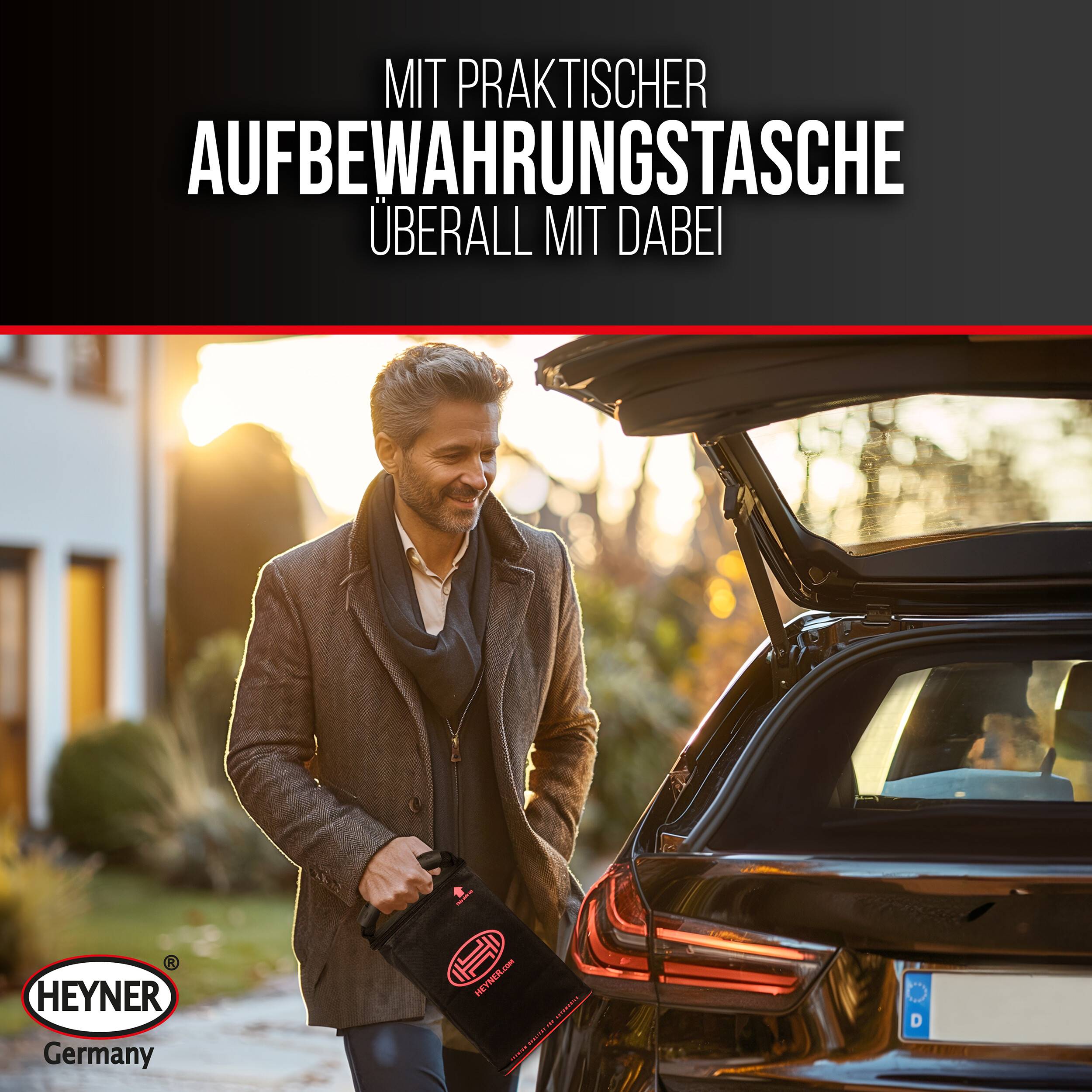 HEYNER® hydraulischer Stempelwagenheber 12 t. Hubhöhe 236-498 mm Unterstell-Flaschenheber für Auto & SUV, mit-3