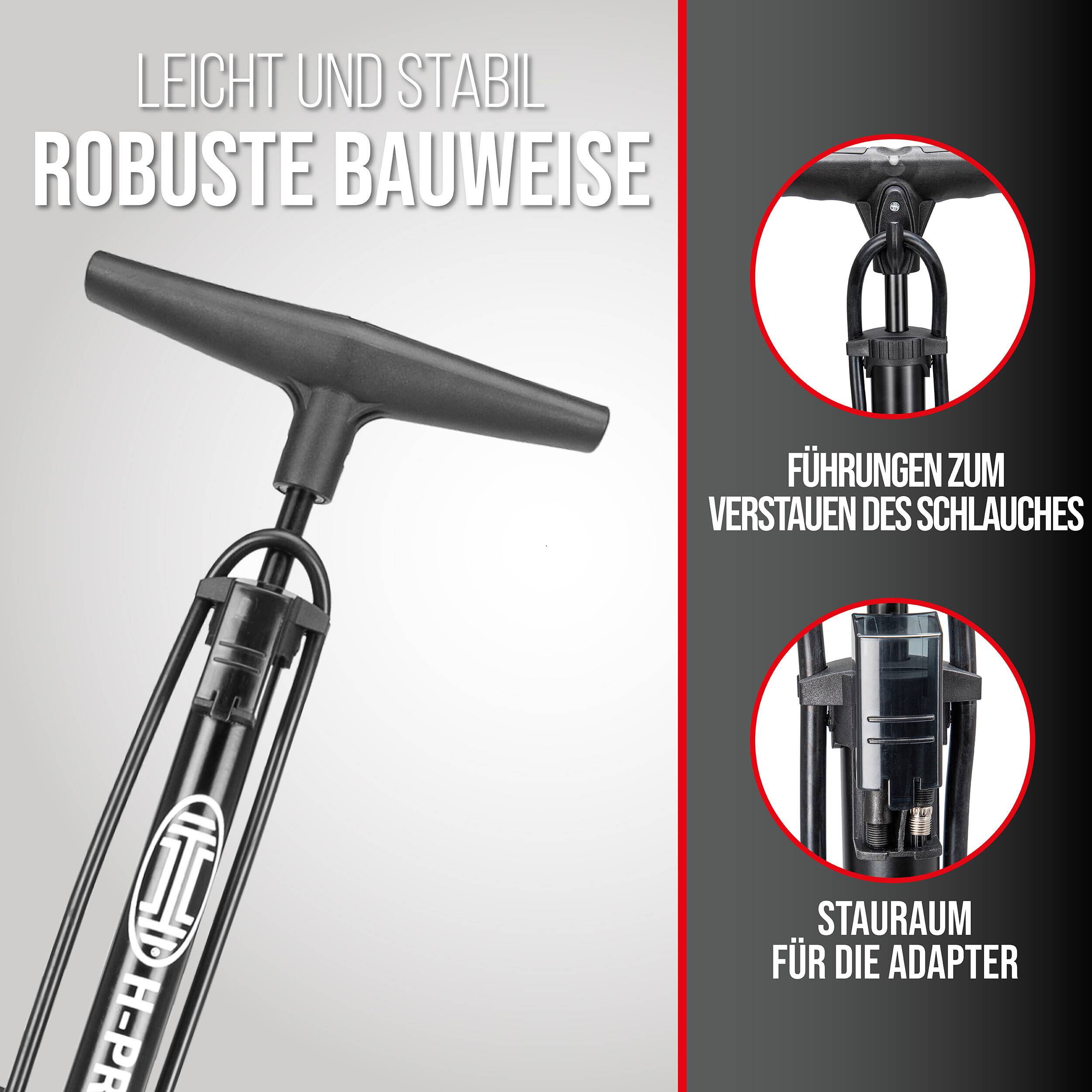 HEYNER® Standluftpumpe mit 11 bar, Fahrradpumpe mit Multi-Ventil-Anschluss-4