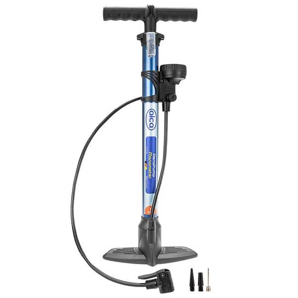 alca® Handpumpe 11 bar, Manometer, Fahrradpumpe Auto Luftpumpe, 60 cm für Multi-, Schrader-, Dunlop- &
