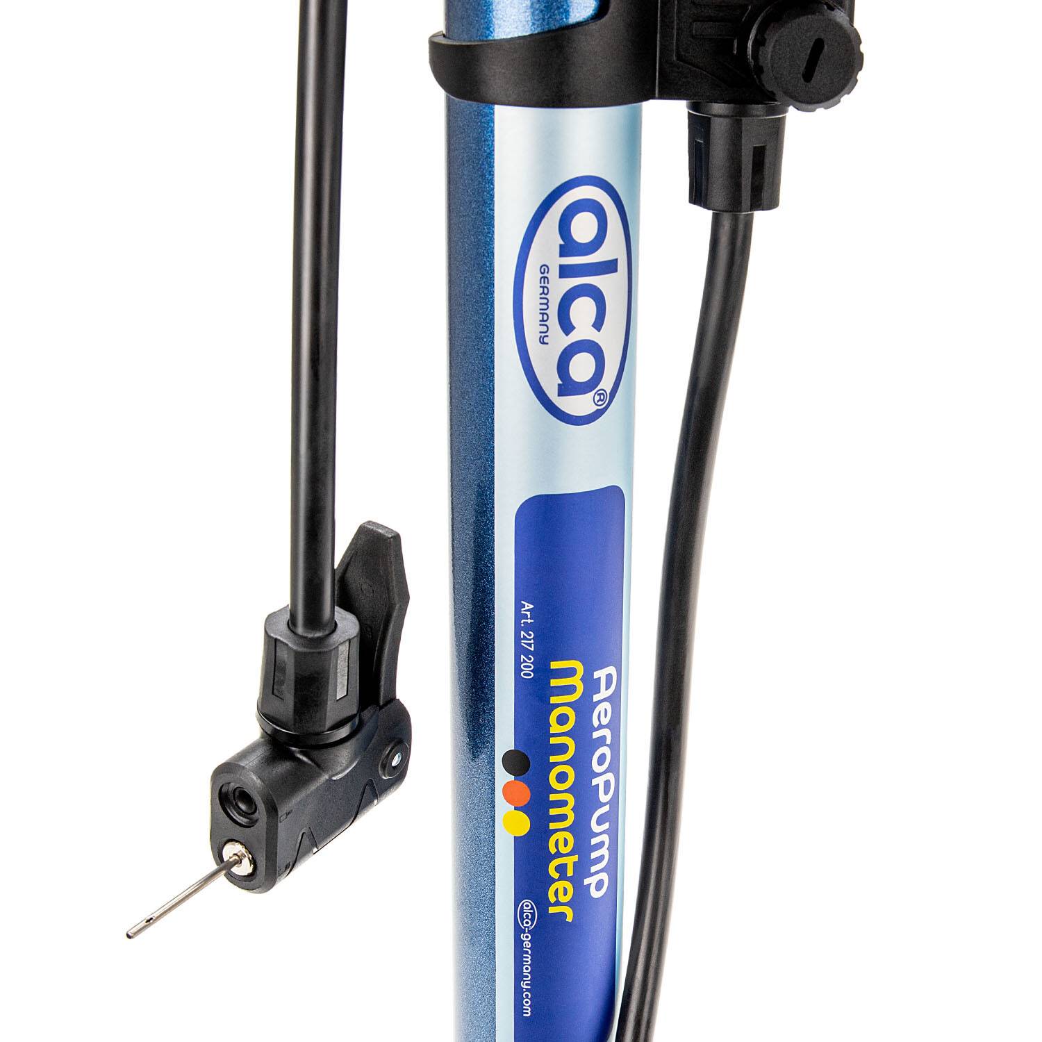 alca® Handpumpe 11 bar, Manometer, Fahrradpumpe Auto Luftpumpe, 60 cm für Multi-, Schrader-, Dunlop- &-4