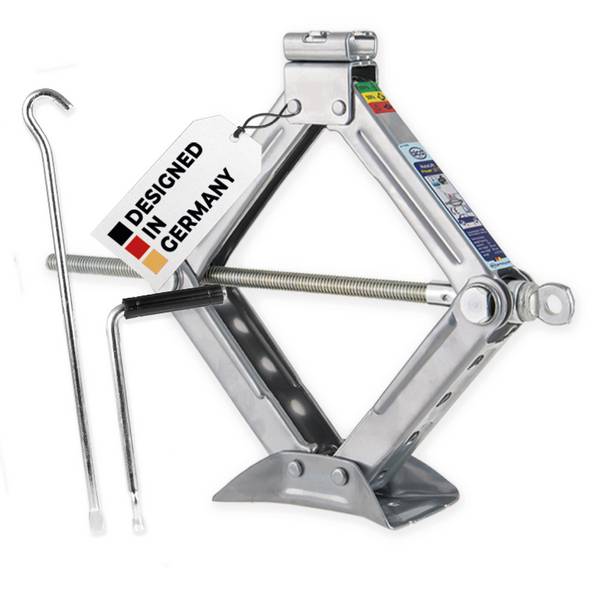 alca® Scherenwagenheber 1,5 t, Hubhöhe 104-380 mm, TÜV-Zertifiziert drehbarer Sattel, höhenverstellbar, mit