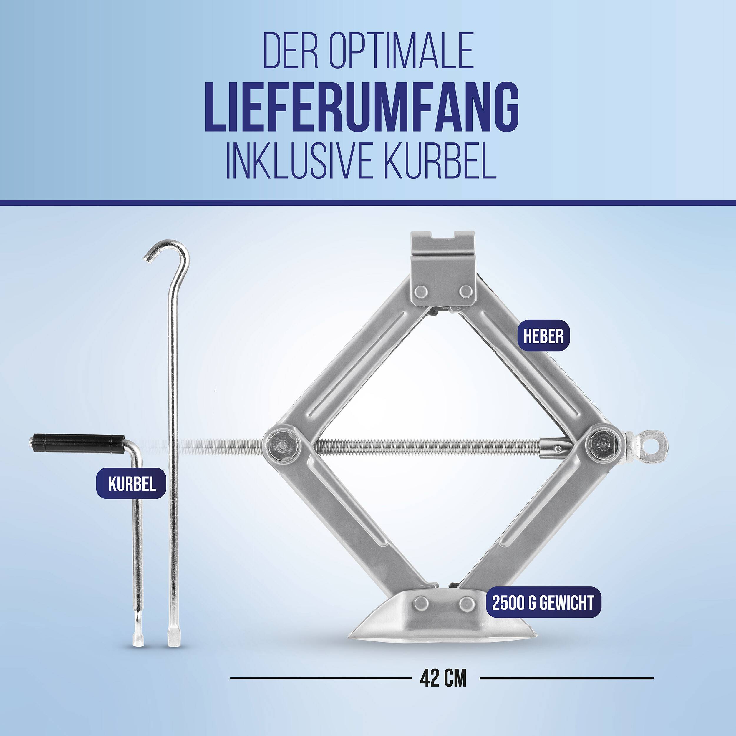 alca® Scherenwagenheber 1,5 t, Hubhöhe 104-380 mm, TÜV-Zertifiziert drehbarer Sattel, höhenverstellbar, mit-2