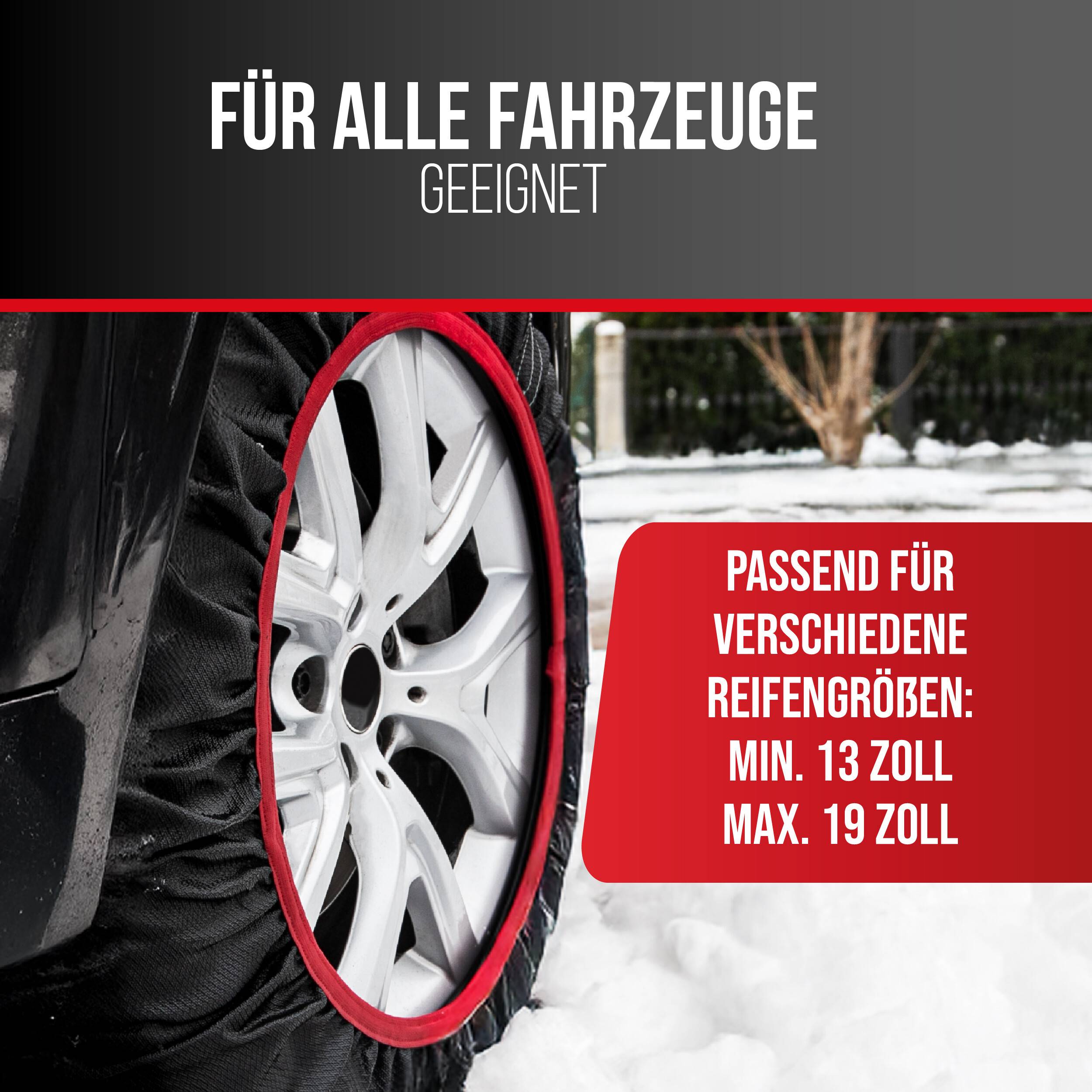 HEYNER® Schneeketten aus Stoff, 2er-Set für 13-18 " Räder, inkl. Handschuhe Textilschneeketten (Snowsocks) für-1