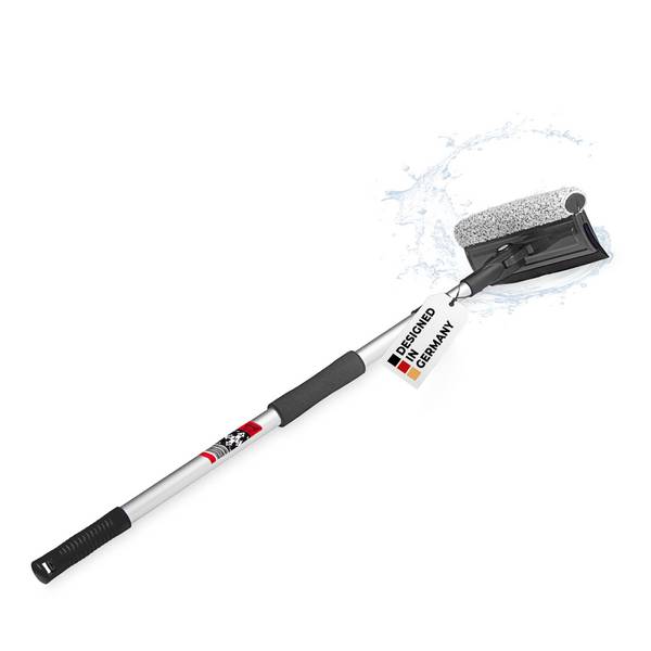 HEYNER® Scheibenreiniger mit Teleskopgriff 70-125cm, 70x25 cm Auto Fensterwischer klappbar, Mikrofaserbezug