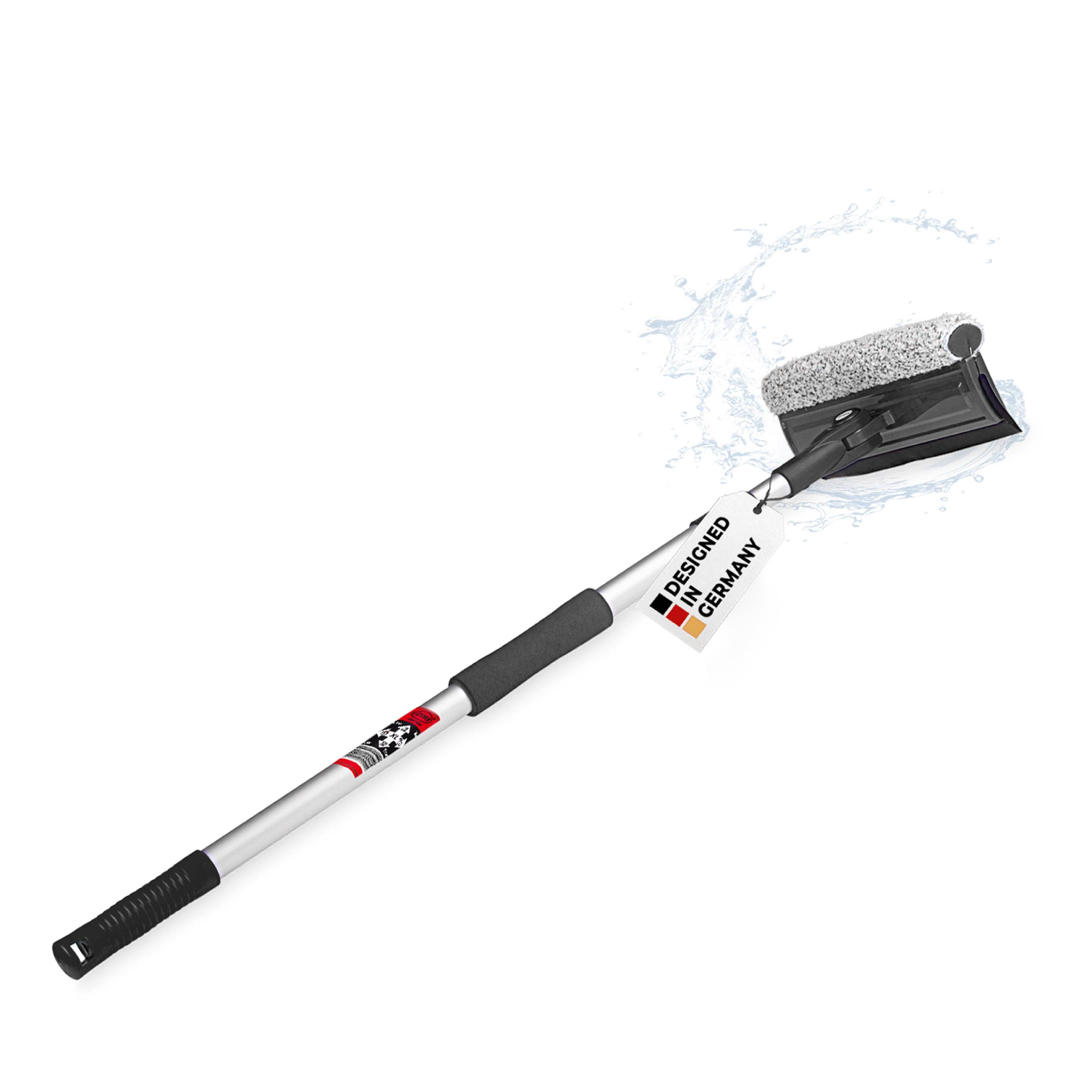 HEYNER® Scheibenreiniger mit Teleskopgriff 70-125cm, 70x25 cm Auto Fensterwischer klappbar, Mikrofaserbezug-0