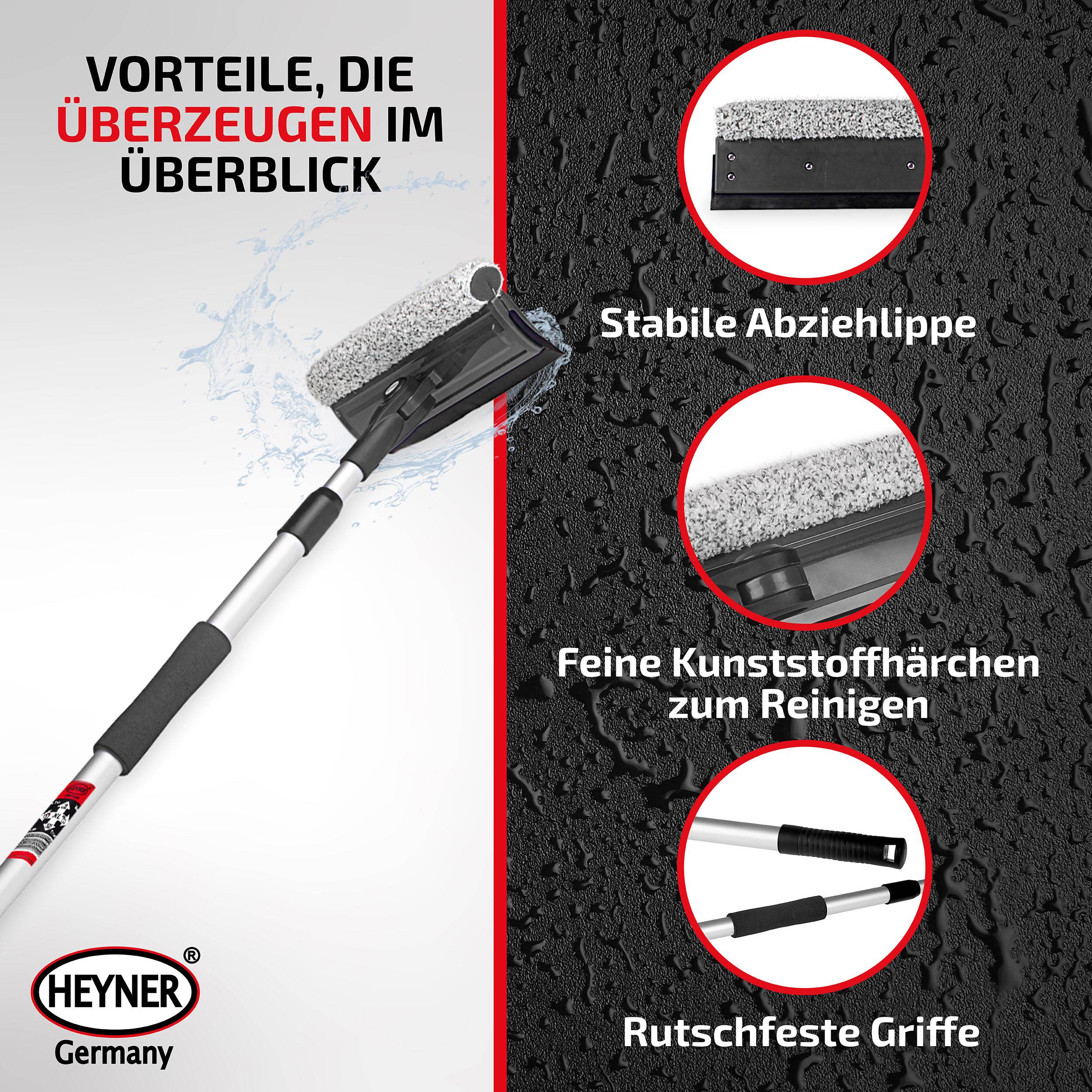 HEYNER® Scheibenreiniger mit Teleskopgriff 70-125cm, 70x25 cm Auto Fensterwischer klappbar, Mikrofaserbezug-2